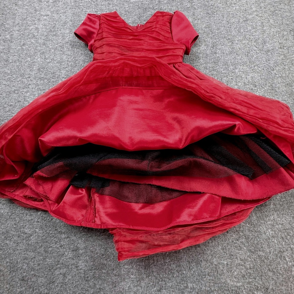 Princess Faith Toddler Girls 3T Crimson Red Organza Party Dress‎ Holiday Formal - Picture 5 of 8